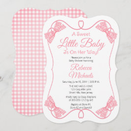 Eine süße kleine Baby Pink Bows Girl Baby Dusche Einladung