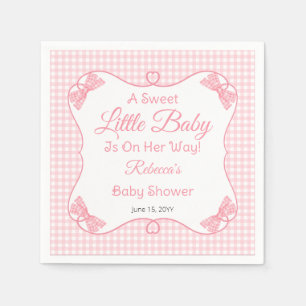 Eine süße kleine Baby Pink Bows Girl Baby Dusche Serviette