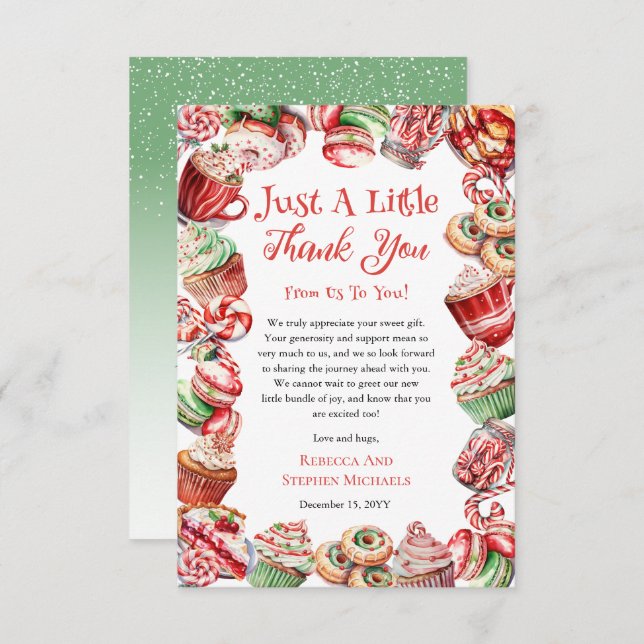 Eine süße kleine Babycreme-Rahmen-Girl-Babydusche Dankeskarte (Vorne/Hinten)