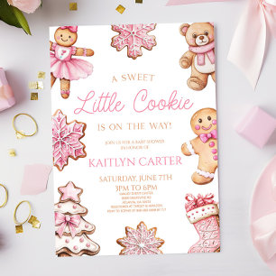 Eine süße kleine Cookie Rosa Lebkuchen-Baby-Party Einladung