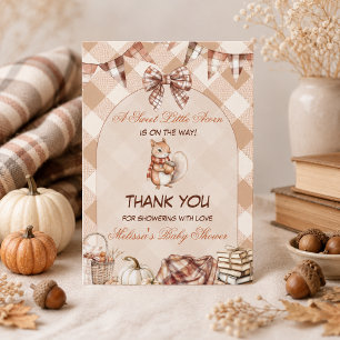 Eine süße kleine Eichel-Wald-Herbst-Baby-Party Dankeskarte