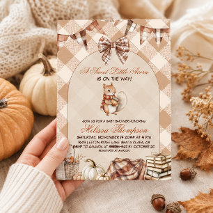 Eine süße kleine Eichel-Wald-Herbst-Baby-Party Einladung