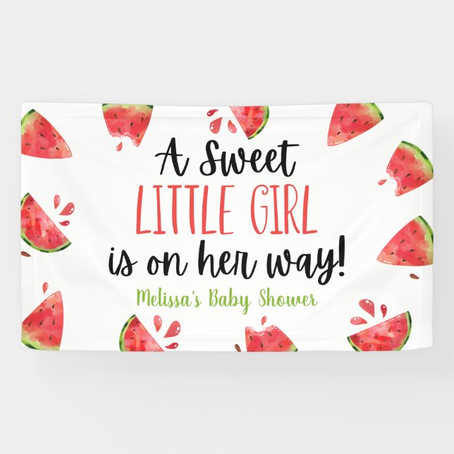 Eine süße Kleine Girl Watermelon Kinderdusche Banner (Horizontal)