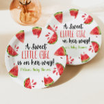 Eine süße Kleine Girl Watermelon Kinderdusche Pappteller<br><div class="desc">Das ist ein A Sweet Little Girl Watermelon Baby Shower Teller! Das Design besteht aus einem grünen und rosa Wassermelone-Thema.</div>