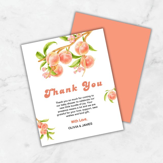 Eine süße kleine Pfirsichdusche mit Kinderkarte (Budget A Sweet Little Peach is on the Way Baby Shower Thank You Card )