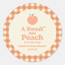 Eine süße kleine Pfirsichfrucht Rosa Orangen Babyd Runder Aufkleber