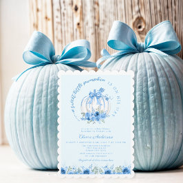 Eine süße kleine Pumpkin Bow Blue Baby Dusche Einladung