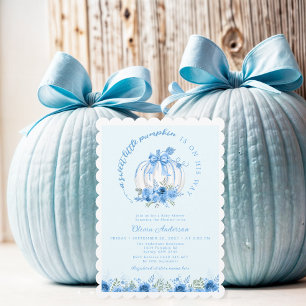 Eine süße kleine Pumpkin Bow Blue Baby Dusche Einladung