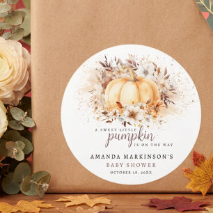 Eine süße, kleine Pumpkin-Neutral-Babydusche Runder Aufkleber