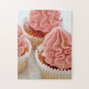 Eine süße Leckerei Cupcake mit rosa Zuckerguss Puzzle