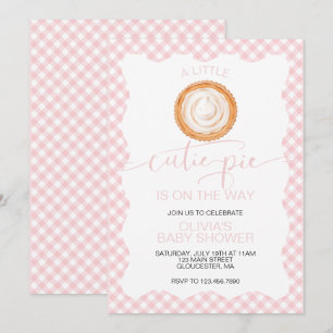 Eine süße rosa karierte Kürbiskuchen-Baby-Party Einladung