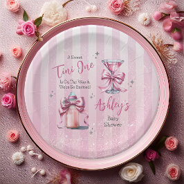 Eine süße Tini-One-Pink-Coquette-Girl-Babydusche Pappteller