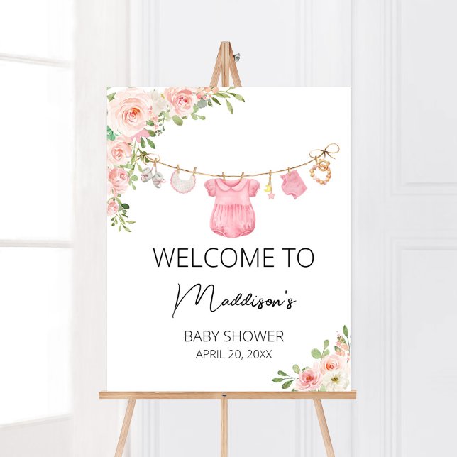 Eine Sweet Girl Baby Kleidung Babydusche Willkomme Poster (A Sweet Girl Baby Clothes Baby Shower Welcome Sign)