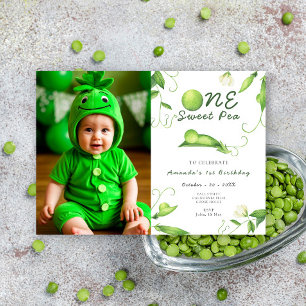 Eine Sweet Pea Erste Geburtstagsparty Einladung
