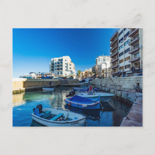 Eine Szene aus Gillieru Harbor, Malta Holiday Card Postkarte
