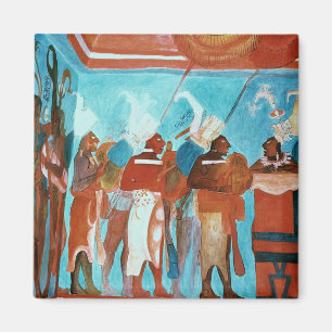 Eine Szene vom Leben, die Musiker darstellend, die Magnet