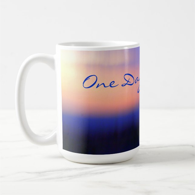 Eine Tagesauf einmal Sonnenuntergang-Tasse Kaffeetasse (Links)