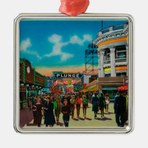 Eine tägliche Szene auf dem Pike, Long Beach Ornament Aus Metall