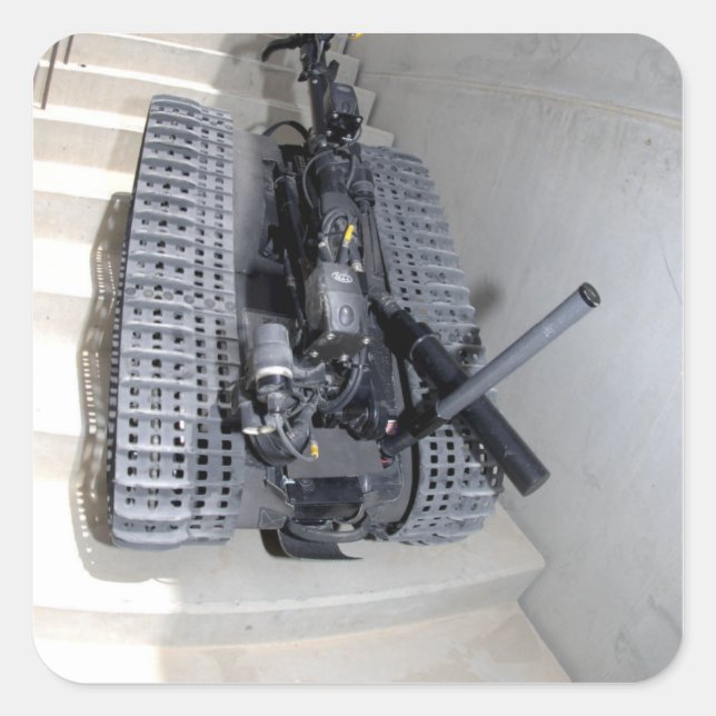 Eine Talon 3B Robotereinheit, die einen Flug des A Quadratischer Aufkleber (Vorderseite)