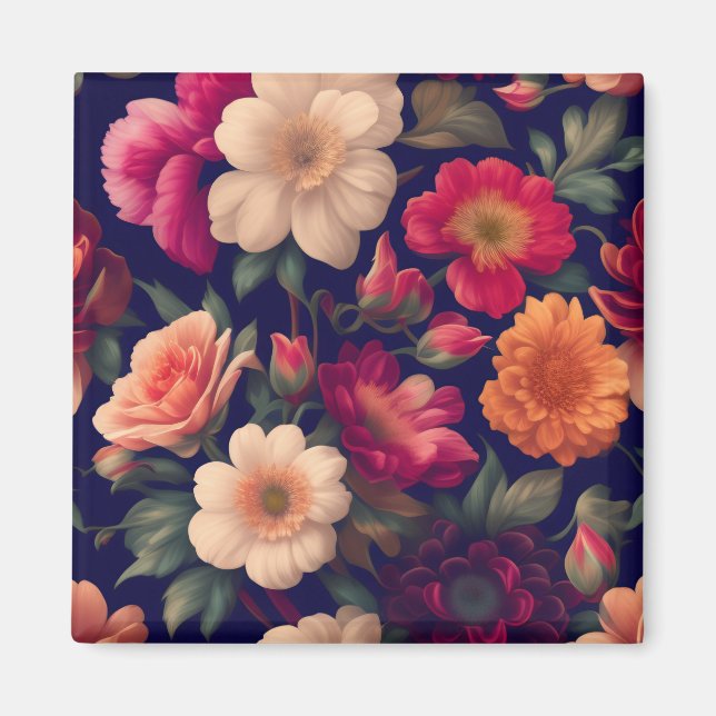 Eine Tapete mit Blumenmuster  Magnet (Vorne)