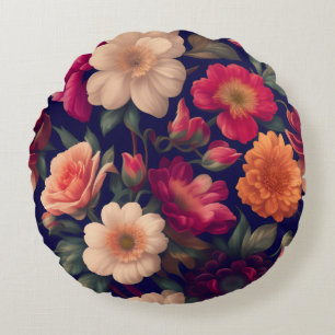 Eine Tapete mit Blumenmuster  Rundes Kissen