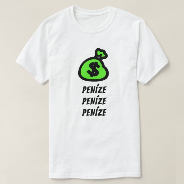 eine Tasche Geld und Geld in Tschechisch T-Shirt (Design vorne)