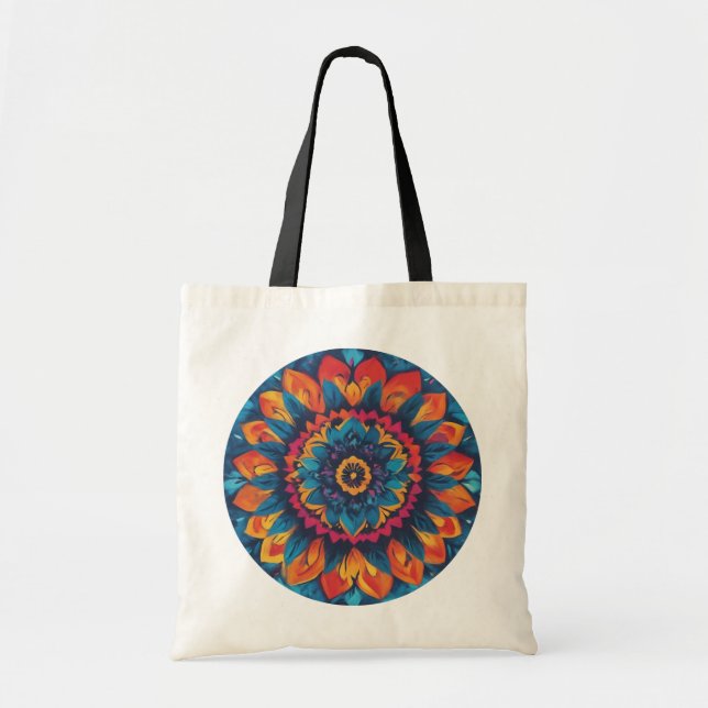 Eine Tasche mit kühnen, farbigen Mandala-Mustern (Vorne)