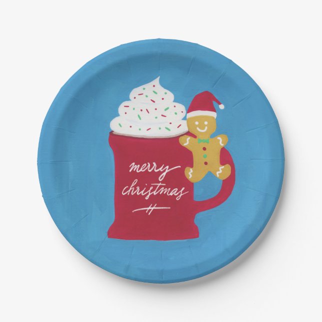 Eine Tasse frohe Weihnachten Pappteller (Vorderseite)