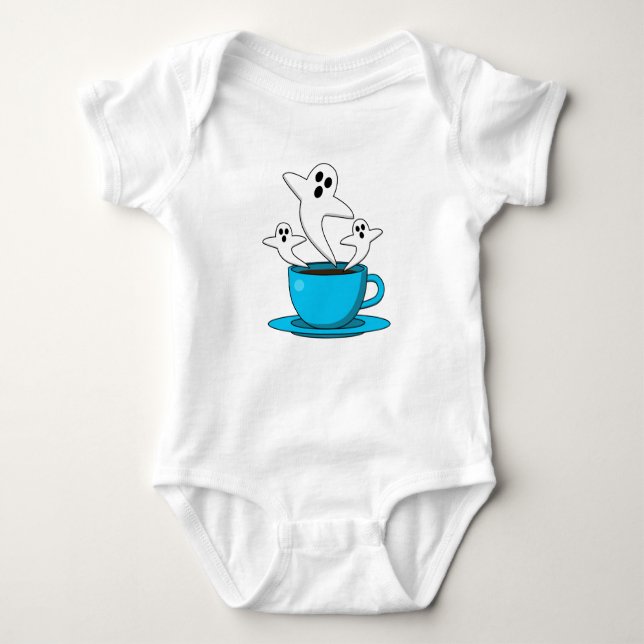 Eine Tasse Geisterrauchkaffee Baby Strampler (Vorderseite)