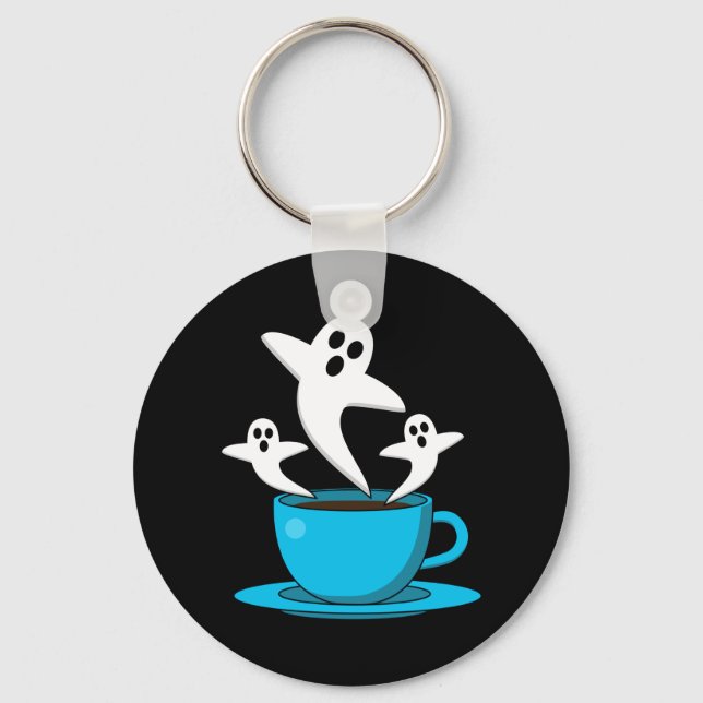 Eine Tasse Geisterrauchkaffee Schlüsselanhänger (Vorderseite)