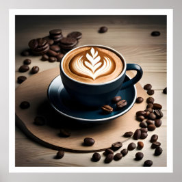 Eine Tasse Kaffee Latte für das Kaffeepulver Poster