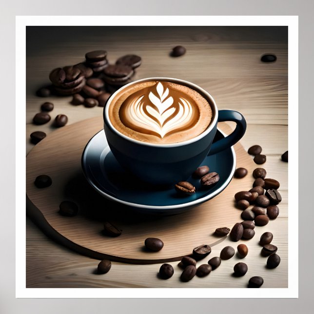 Eine Tasse Kaffee Latte für das Kaffeepulver Poster (Vorne)