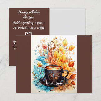 Eine Tasse Kaffee mit Blume Einladungspostkarte