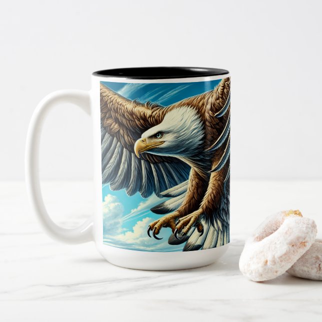 eine Tasse mit dem Bild eines starken Adlers (Mit Donut)
