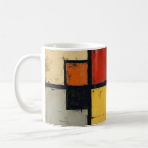 Eine Tasse mit einem Bild von Mondrians Kunstwerk