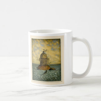 Eine Tasse mit einer albernen Kosmologie auf ihr