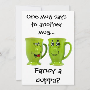 Eine Tasse sagt zu einer anderen Tasse... einladen Einladung