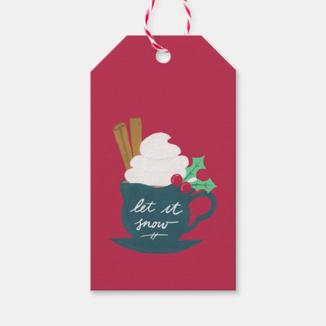 Eine Tasse Schnee lassen Geschenkanhänger (Vorderseite)