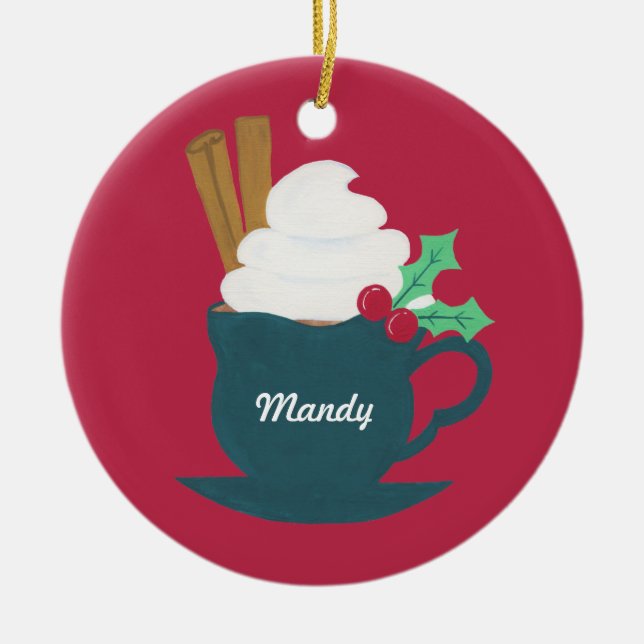 Eine Tasse Schnee lassen Keramikornament (Vorne)