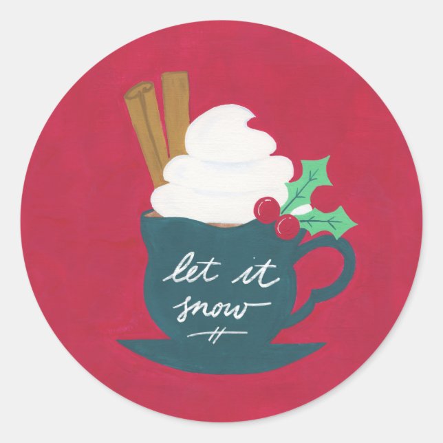 Eine Tasse Schnee lassen Runder Aufkleber (Vorderseite)