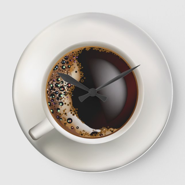 Eine Tasse schwarzen Kaffees Große Wanduhr (Vorderseite)