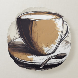 Eine Tasse Tee zeichnend Rundkissen Rundes Kissen