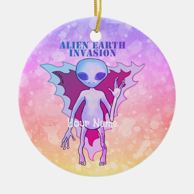 Eine TBA Alien Eine Erd-Invasion  Keramik Ornament (Vorne)