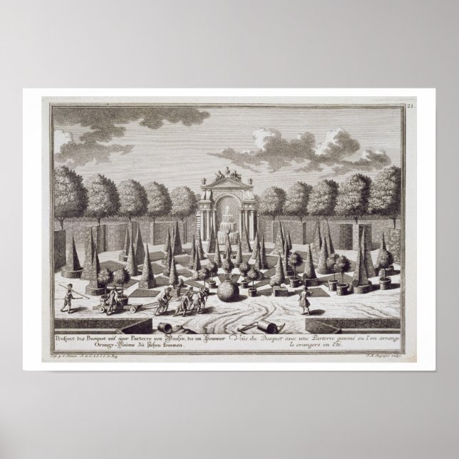 Eine Terrasse mit Orangenbäumen im Garten des Poster (Vorne)