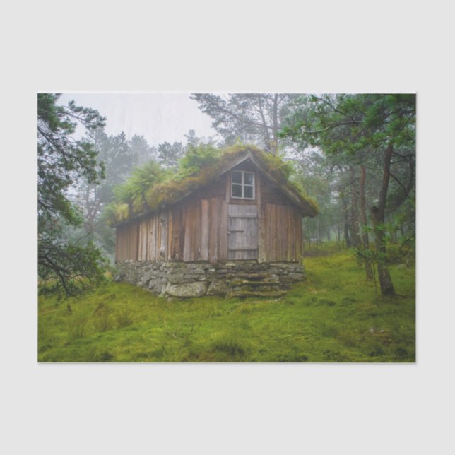 Eine Tierhütte im Wald Seidenpapier (Vorderseite)