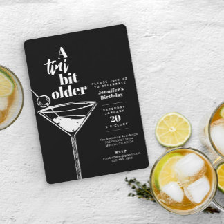 Eine Tini Bit ältere Black Martini Geburtstagspart Einladung