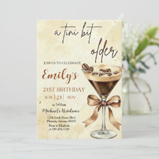 Eine Tini-Bit-ältere-Expresso-Martini-Geburtstagsf Einladung