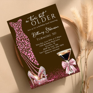 Eine Tini Bit ältere Mocha Pink Glam Geburtstagspa Einladung