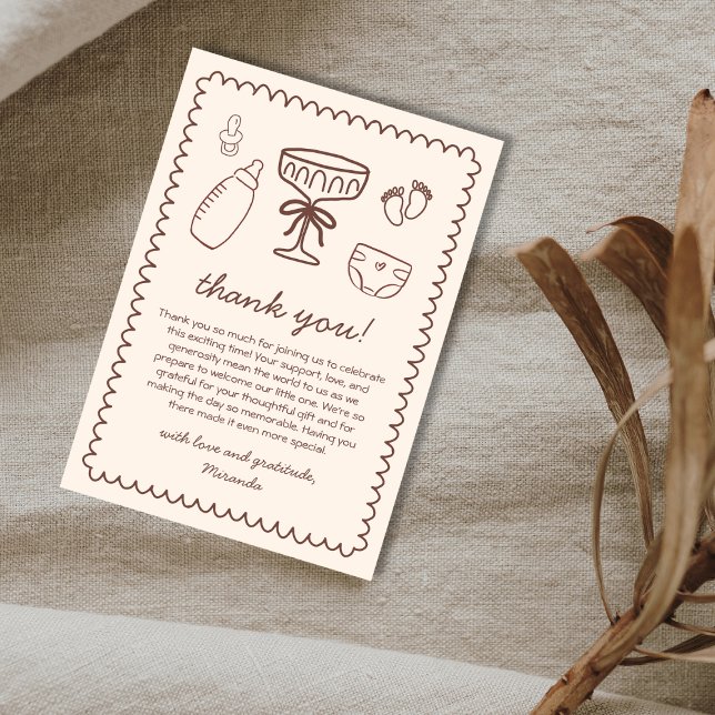 Eine Tini-Dusche auf dem Weg zum Kinderspiel Dankeskarte (A Tini One On The Way Playful Baby Shower Thank You Card)