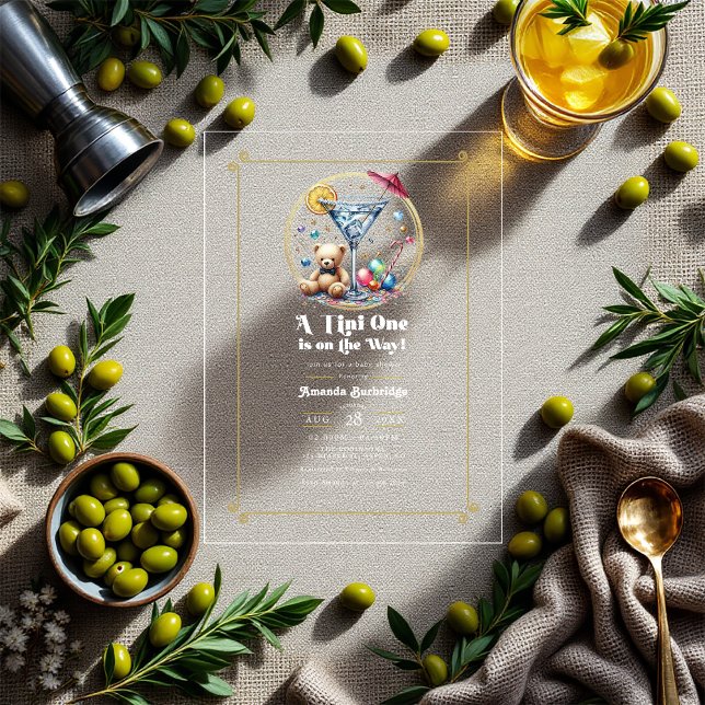 Eine Tini-Dusche ist auf dem Weg klar Acryleinladungen (A Tini One Is On The Way Baby Shower Clear Acrylic Invitations)